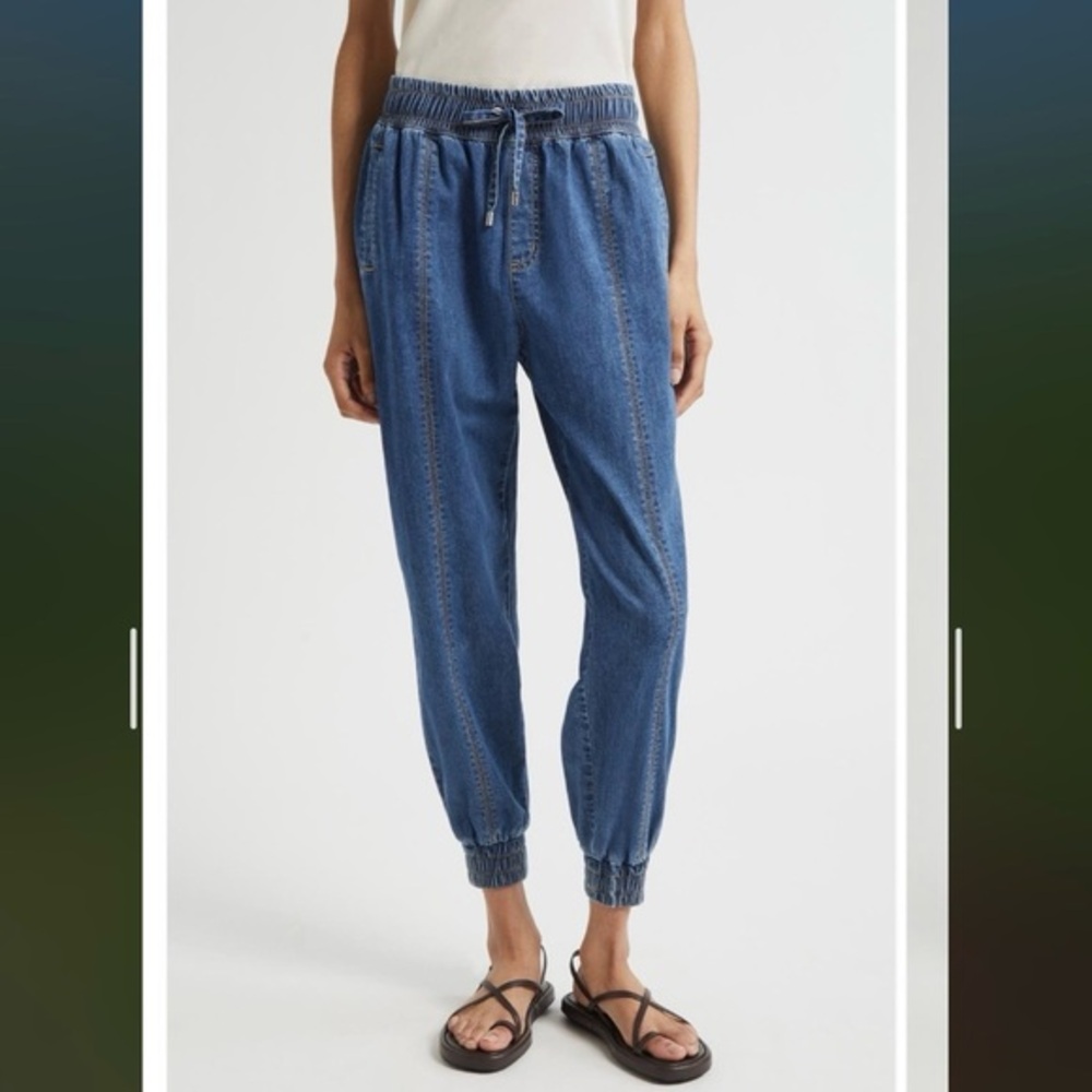 cinq a sept Relaxed Drawstring Boyfriend Jeans - Blue